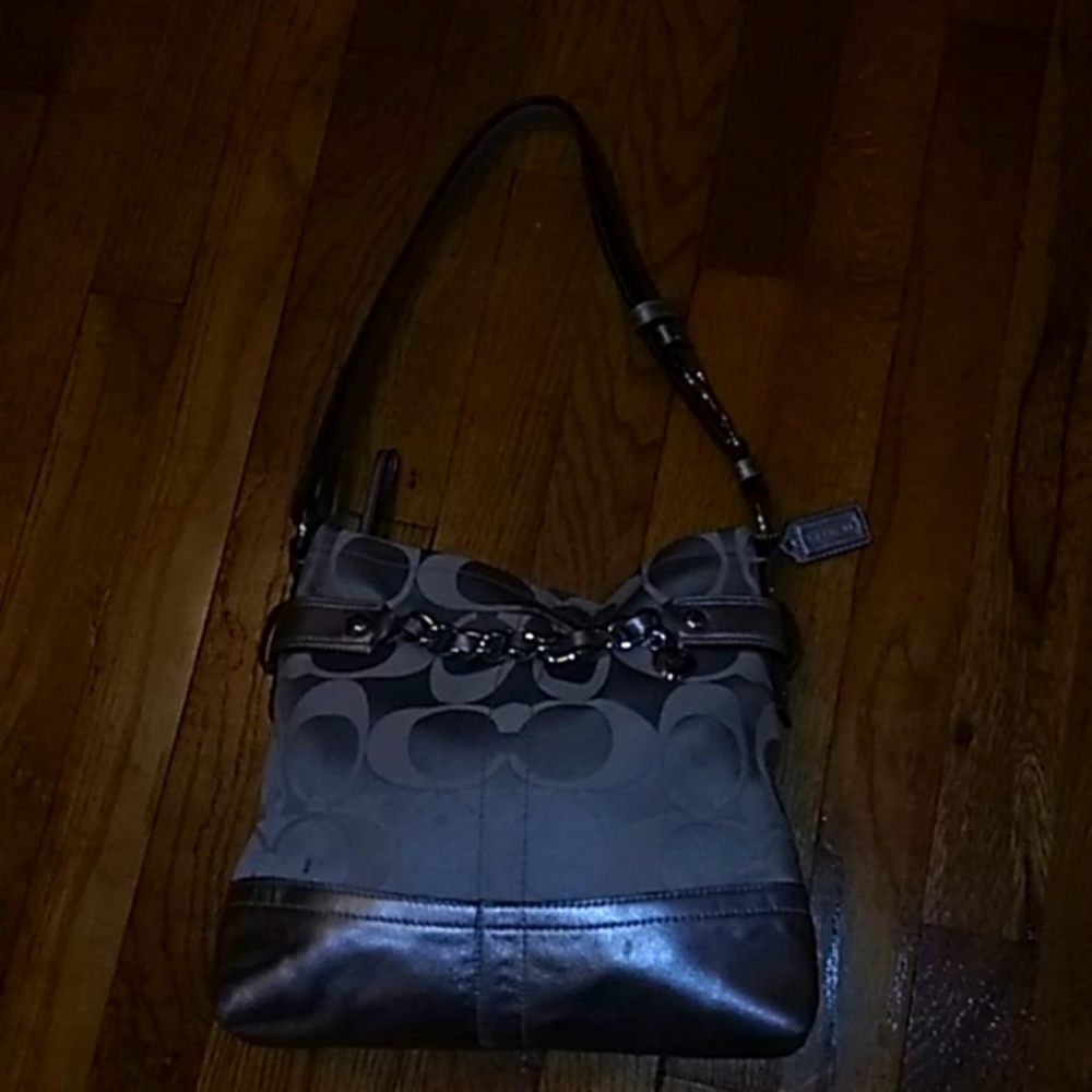 COACH signature canvas and patent leather purse